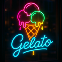 Load image into Gallery viewer, Ice Cream Neon Sign, Ice Cream gelato Led Sign Summer vibes neon sign, Frozen delights neon sign