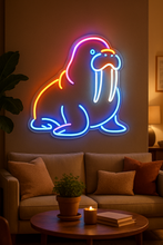 Load image into Gallery viewer, Walrus Neon Sign, Arctic Animal Neon Sign, Marine Mammal Neon Sign Multicolor