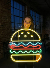 Load image into Gallery viewer, Cheeseburger neon sign, Burger Neon sign, hamburger Neon Sign, Fast Food neon Sign, Kitchen Wall Decor