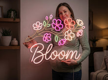 Load image into Gallery viewer, Bloom Neon Sign, Floral Branch Neon Sign, Blossom Quote Neon Sign