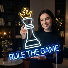 Load image into Gallery viewer, Chess King Neon Sign, Rule the Game Neon Sign, King Move Neon Sign turquoise