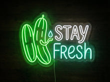 Load image into Gallery viewer, Cucumber Neon Sign, Stay Fresh Neon Sign, Pickle Neon Sign