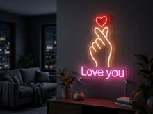 Load image into Gallery viewer, I Love You Neon Sign, Korean Heart Neon Sign, Finger Heart Love Neon Sign