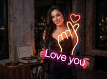 Load image into Gallery viewer, I Love You Neon Sign, Korean Heart Neon Sign, Finger Heart Love Neon Sign