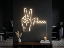 Load image into Gallery viewer, Peace Neon Sign, Peace Hand Neon Sign, Peace Gesture Neon Sign
