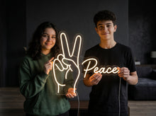 Load image into Gallery viewer, Peace Neon Sign, Peace Hand Neon Sign, Peace Gesture Neon Sign