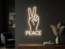 Load image into Gallery viewer, Peace Hand Neon Sign, Peace Gesture Neon Sign,Peace Neon Sign