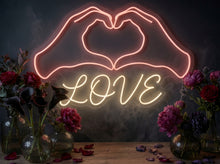 Load image into Gallery viewer, Love Neon Sign, Hand Heart Neon Sign, Heart Hands Neon Sign
