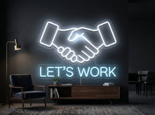Load image into Gallery viewer, Lets Work Neon Sign, Handshake Neon Sign, Business Deal Neon Sign