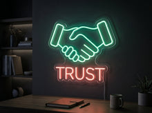 Load image into Gallery viewer, Trust Neon Sign, Handshake Trust Neon Sign, Business Trust Neon Sign
