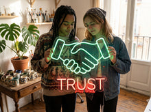 Load image into Gallery viewer, Trust Neon Sign, Handshake Trust Neon Sign, Business Trust Neon Sign