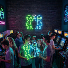 Load image into Gallery viewer, Alien High Five Neon Sign, Extraterrestrial Pals Neon Sign, Martian Handshake Neon Sign