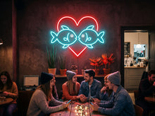 Load image into Gallery viewer, Kissing Fish Neon Sign, Heart Fish Neon Sign, Tropical Love Neon Sign