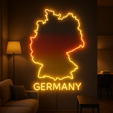 Load image into Gallery viewer, Germany map Neon sign – Deutschland Map Silhouette & Typography | Central Europe Geography Art