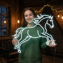 Load image into Gallery viewer, Galloping Horse Neon Sign, running stallion neon sign, horse in motion neon sign, equestrian neon sign