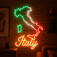 Load image into Gallery viewer, Italy Outline map neon sign, Italy Map neon sign, Italy Silhouette neon sign