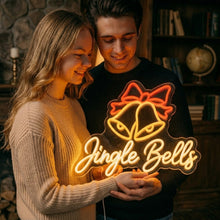 Load image into Gallery viewer, Jingle Bells Neon Sign, Christmas Bells Neon Sign, Holiday Bell Neon Sign