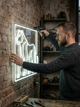 Load image into Gallery viewer, Leopard in Frame Neon Sign, Framed panther neon sign, Spotted wildcat neon sign