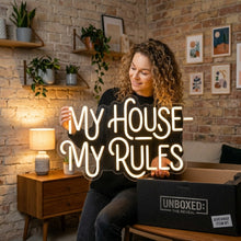 Load image into Gallery viewer, My House My Rules Neon Sign, House Rules Neon Sign, Bold Statement Neon Sign