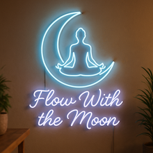 Load image into Gallery viewer, Flow With The Moon Neon Sign, Moon Meditation Neon Sign, Zen Yoga Neon Sign