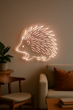 Load image into Gallery viewer, Hedgehog Neon Sign, Forest Animal Neon Sign, Spiky Creature Neon Sign