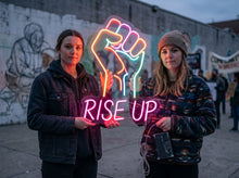 Load image into Gallery viewer, Rise up neon sign, Raised fist neon sign, Clenched fist neon sign, Power neon sign