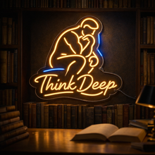 Load image into Gallery viewer, Think deep neon sign, Thinkers neon sign, Philosopher statue neon sign