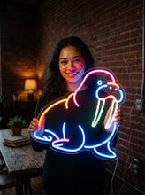 Load image into Gallery viewer, Walrus Neon Sign, Arctic Animal Neon Sign, Marine Mammal Neon Sign