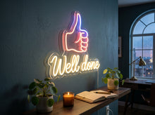 Load image into Gallery viewer, Well done neon sign, Thumbs up neon sign, Good job neon sign, Approval neon sign