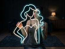 Load image into Gallery viewer, Girl Silhouette Frame neon sign, Woman Outline neon sign, Female Profile neon sign