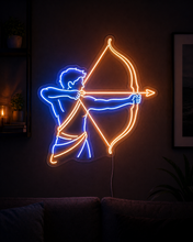 Load image into Gallery viewer, Archer neon sign, Archery neon sign, Bowman neon sign, Bow and arrow neon sign Multicolor
