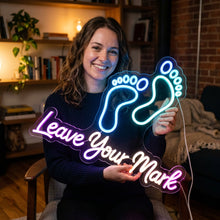 Load image into Gallery viewer, Barefoot Prints Neon Sign, Leave Your Mark Neon Sign, Footprint Path Neon Sign