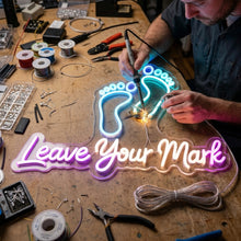 Load image into Gallery viewer, Barefoot Prints Neon Sign, Leave Your Mark Neon Sign, Footprint Path Neon Sign warm white