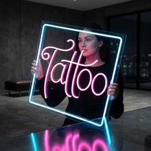 Load image into Gallery viewer, Tattoo Neon Sign – Professional Tattoo Parlor Mark | Radiant Ink Studio Glow Frame