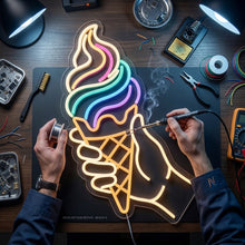Load image into Gallery viewer, Ice Cream Hand Neon Sign, Hand Holding Ice Cream Neon Sign, Ice Cream Neon Sign