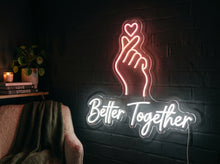 Load image into Gallery viewer, Better together neon sign, Korean heart neon sign, Finger heart neon sign