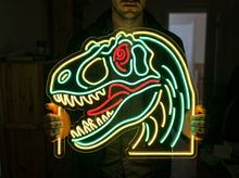 Load image into Gallery viewer, Tyrannosaurus Rex Head neon sign, T Rex Skull neon sign, Dinosaur Head neon sign