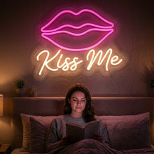 Load image into Gallery viewer, Lips Neon Sign, Kiss Me Lips Neon Sign, Romantic Lips Neon Sign