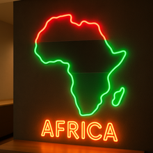 Load image into Gallery viewer, Africa map Neon sign – Motherland Map Silhouette & Typography | Pan-African Continent Outline Art