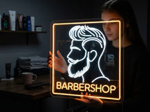 Load image into Gallery viewer, Barber Shop Neon Sign, Barbershop Neon Sign, Mens Haircut Neon Sign