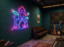 Load image into Gallery viewer, Drummer neon sign, Drum kit neon sign, Percussionist neon sign