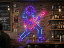 Load image into Gallery viewer, Guitarist solo neon sign, Guitar solo neon sign, Rock guitarist neon sign Multicolor