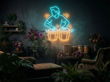 Load image into Gallery viewer, Bongo player neon sign, Bongo drum neon sign, Percussionist neon sign