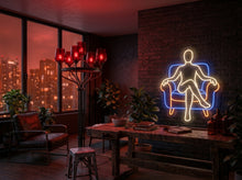 Load image into Gallery viewer, Woman in chair neon sign, Sitting lady neon sign, Female silhouette neon sign
