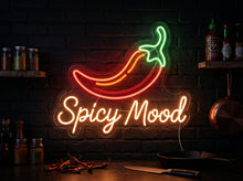 Load image into Gallery viewer, Chili pepper neon sign Spicy Mood, hot pepper neon sign, spicy chili neon sign