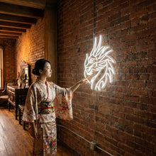 Load image into Gallery viewer, Dragon Silhouette Neon Sign, Flame Dragon Neon Sign, Fire Drake Neon Sign