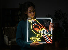 Load image into Gallery viewer, Red-winged Blackbird neon sign, Marsh Bird neon sign, Songbird Silhouette neon sign