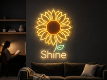Load image into Gallery viewer, Shine neon sign, Sunflower neon sign, Floral neon sign, Yellow bloom neon sign