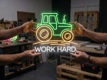 Load image into Gallery viewer, Work hard neon sign, Tractor neon sign, Farm life neon sign, Farmer neon sign