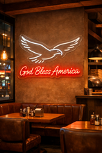 Load image into Gallery viewer, Patriotic Eagle neon sign, God Bless America neon sign, Freedom Eagle neon sign